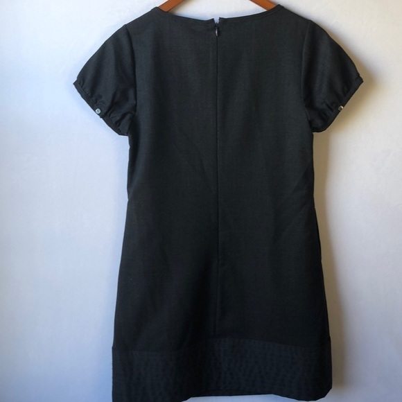 GAP Dress Size 4 Wool Blend Short Sleeves Dark Gray Sheath Dress With Ru… - Picture 4 of 8